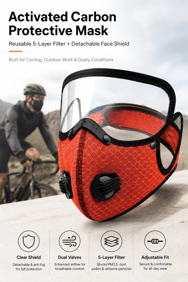 Activated Carbon Protective Mask with detachable face shield
