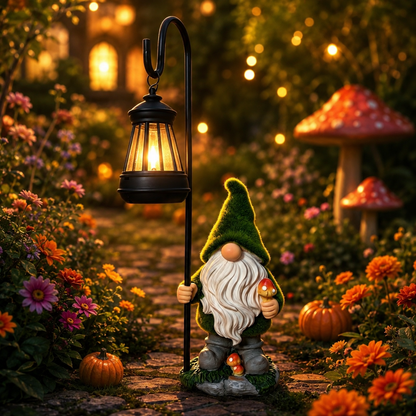 Solar Halloween Garden Gnome Lantern – Outdoor Resin Yard Decor-wl