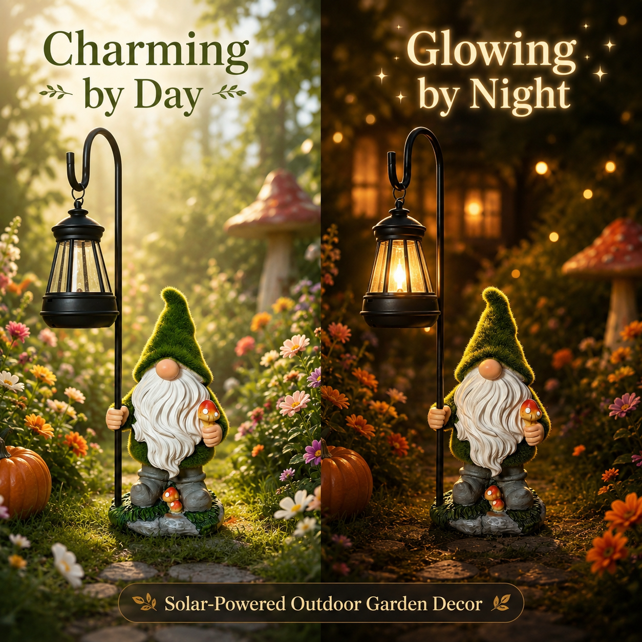 Solar Halloween Garden Gnome Lantern – Outdoor Resin Yard Decor-wl