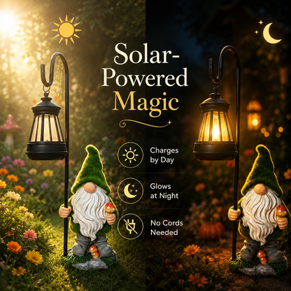 Solar Halloween Garden Gnome Lantern – Outdoor Resin Yard Decor-wl