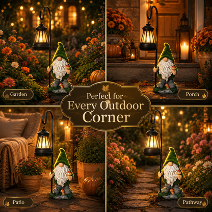Solar Halloween Garden Gnome Lantern – Outdoor Resin Yard Decor-wl