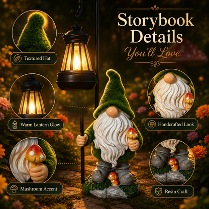 Solar Halloween Garden Gnome Lantern – Outdoor Resin Yard Decor-wl
