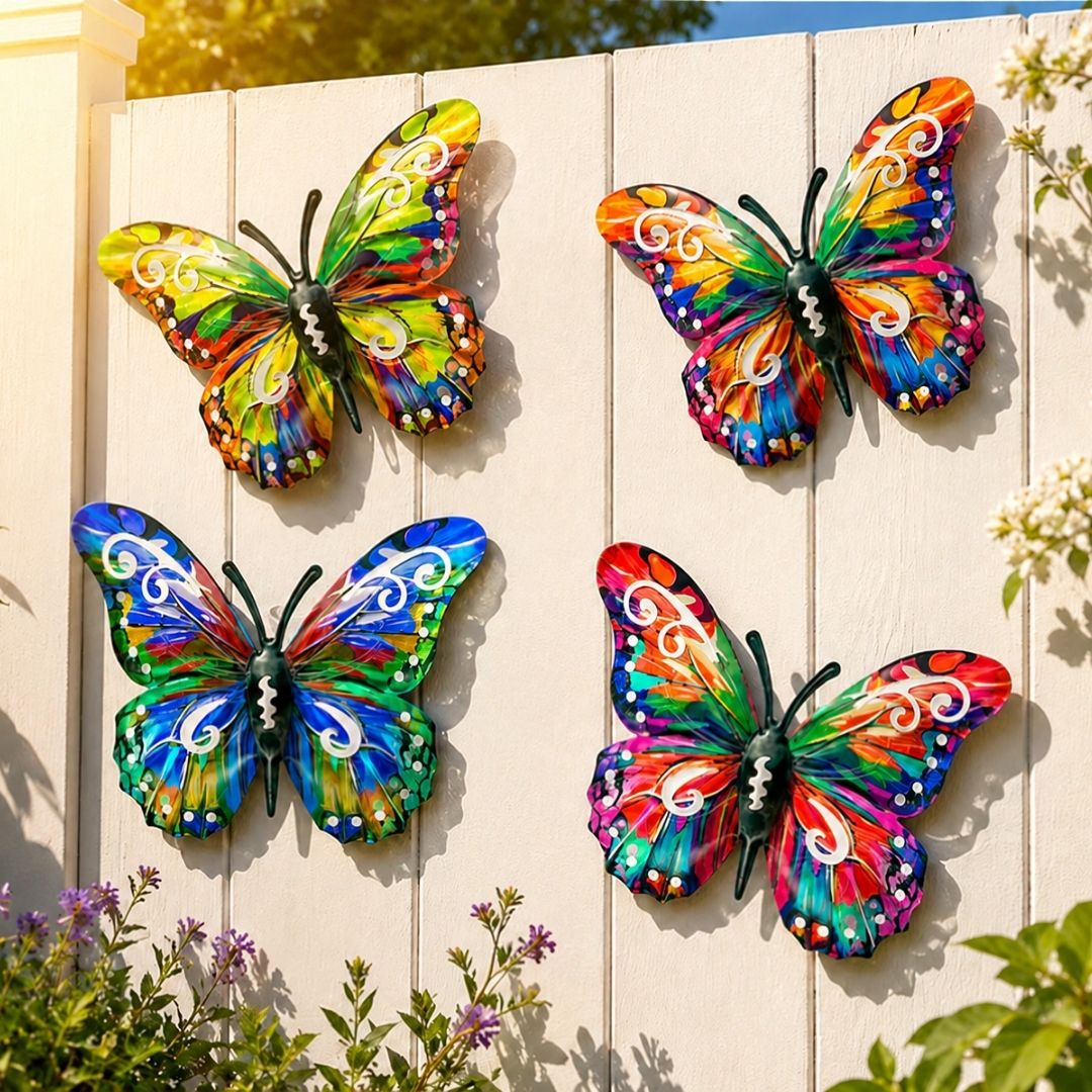 🦋Vibrant Metal Butterfly Wall Art – 4 Color Set-ZDJ