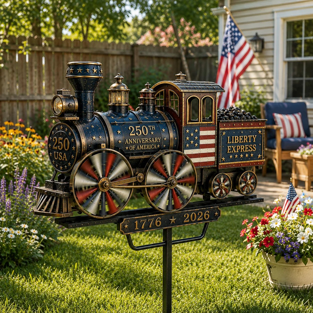 🔥Limited time 55% OFF🔥🚂USA 250 “Liberty Express” Train Garden Wind Spinner -✈️-CU