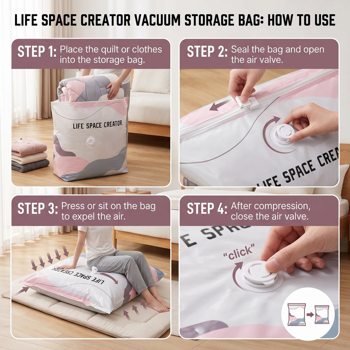 📦 3-Pack Large-Capacity Vacuum Bags – No Pump Needed! 💨✨-WL