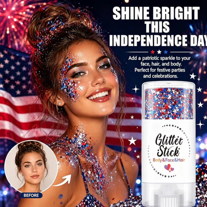 🦅4th of July Glitter Stick✨Red, White & Blue Body & Hair Sparkle.-ZDJ