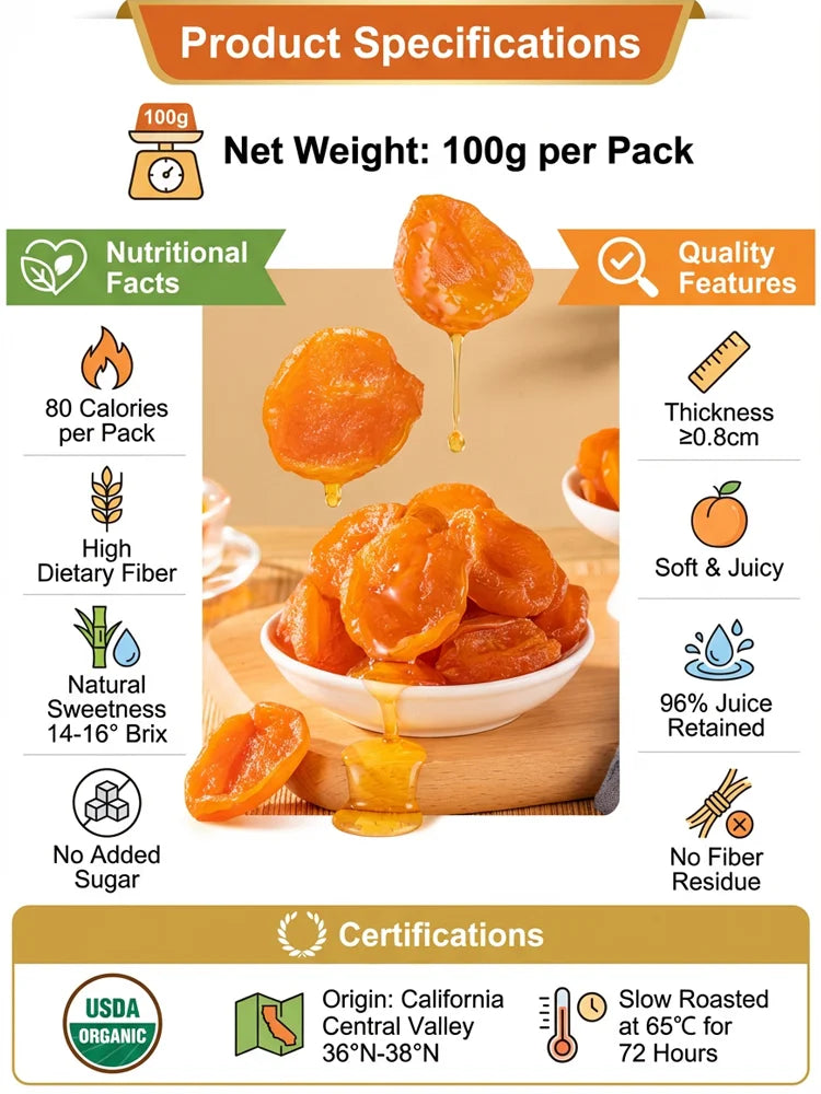 🔥LAST DAY 75% OFF✨Pure California Gold: USDA Organic Dried Apricots from the Central Valley-CU