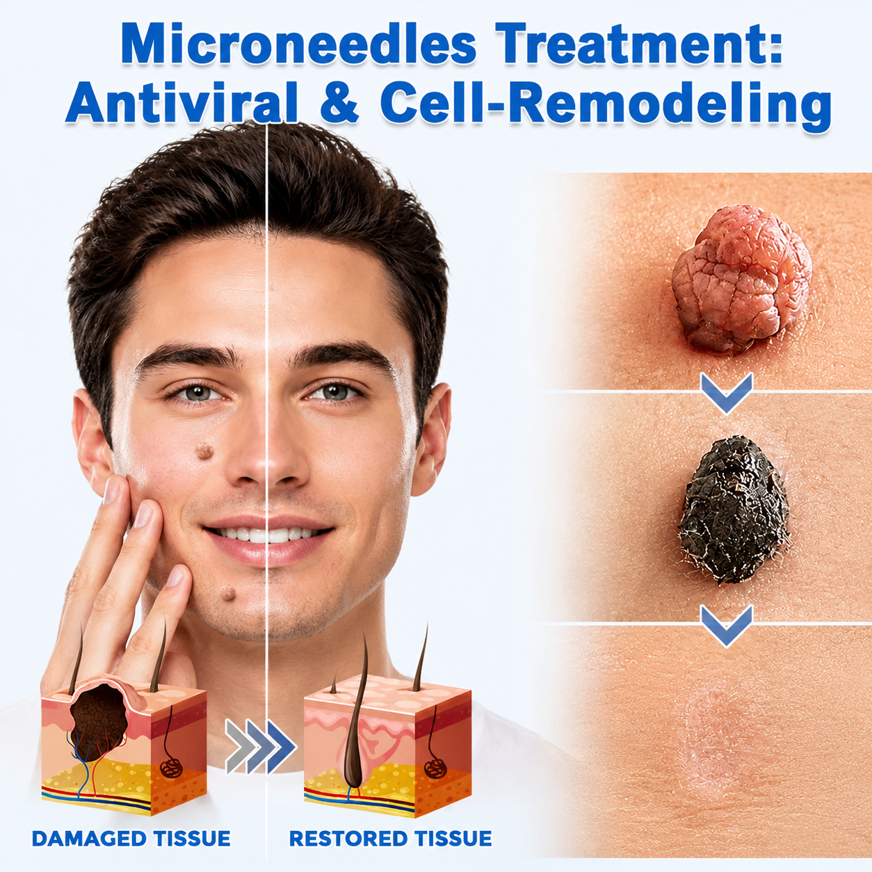 ✨2-in-1 Microneedle & Hydrocolloid Patch🍀| Removes Raised Moles, Acne, Flat Warts & Skin Tags | Helps Improve Wrinkles, Scars & Blemishes | Invisible Patches for Face & Body-CU