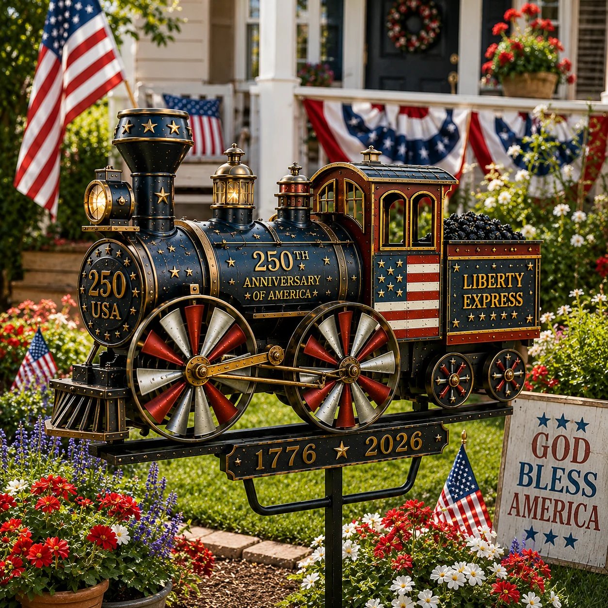 🔥Limited time 55% OFF🔥🚂USA 250 “Liberty Express” Train Garden Wind Spinner -✈️-CU