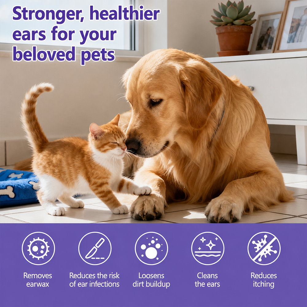 🔥Professional Pet Ear Cleaning Drops Say Goodbye to Odor & Itching Rediscover Clean, Healthy Ears!-ZDJ