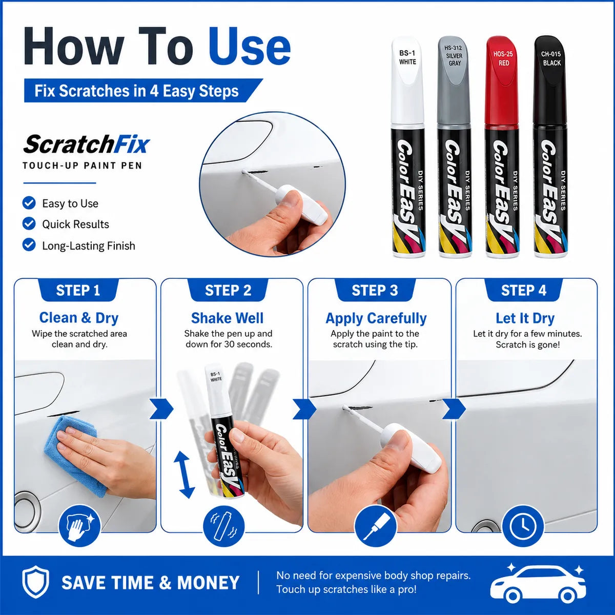 🔥Buy 2 get 1 Free 🚨Small Scratches Can Ruin Your Car’s Clean Look🚨 - ScratchFix Car Touch-Up Paint Pen 🏆-ZDJ