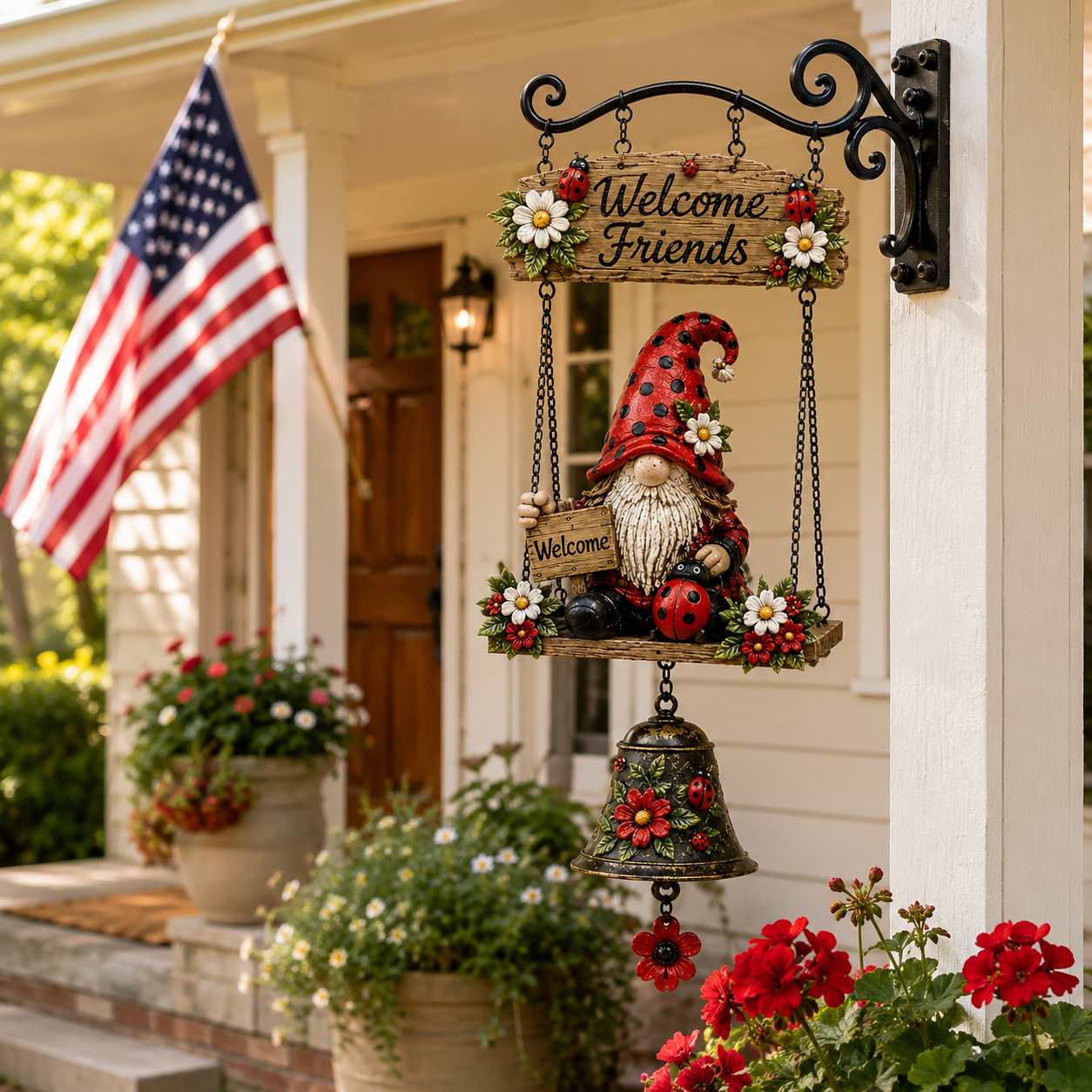 🔥Limited time 60% OFF – Rustic Garden Gnome Bell Outdoor Decor 🐞🌼-CU
