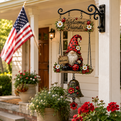 🔥Limited time 60% OFF – Rustic Garden Gnome Bell Outdoor Decor 🐞🌼-CU