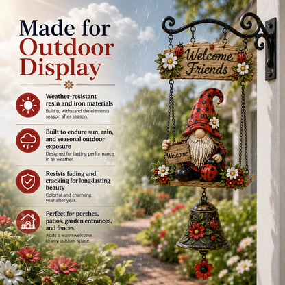 🔥Limited time 60% OFF – Rustic Garden Gnome Bell Outdoor Decor 🐞🌼-CU