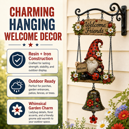 🔥Limited time 60% OFF – Rustic Garden Gnome Bell Outdoor Decor 🐞🌼-CU