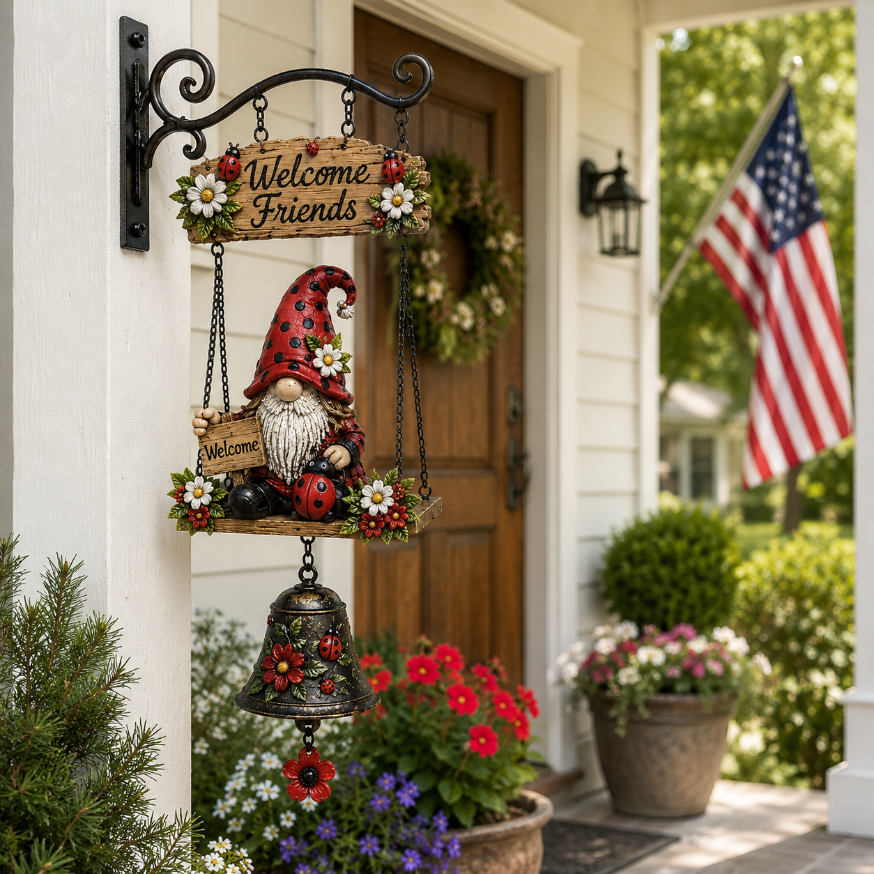 🔥Limited time 60% OFF – Rustic Garden Gnome Bell Outdoor Decor 🐞🌼-CU