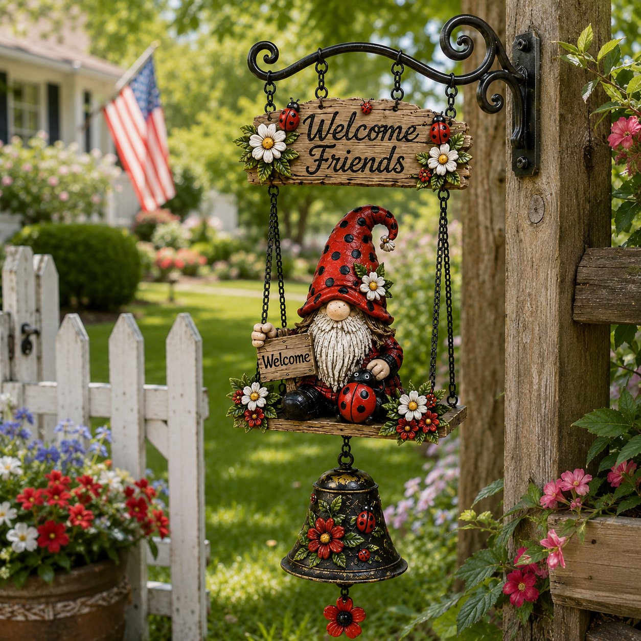 🔥Limited time 60% OFF – Rustic Garden Gnome Bell Outdoor Decor 🐞🌼-CU