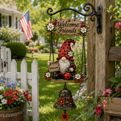 🔥Limited time 60% OFF – Rustic Garden Gnome Bell Outdoor Decor 🐞🌼-CU