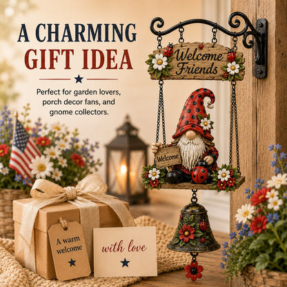 🔥Limited time 60% OFF – Rustic Garden Gnome Bell Outdoor Decor 🐞🌼-CU