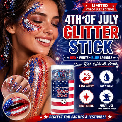 🦅4th of July Glitter Stick✨Red, White & Blue Body & Hair Sparkle.-ZDJ