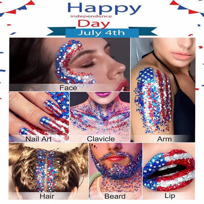 🦅4th of July Glitter Stick✨Red, White & Blue Body & Hair Sparkle.-ZDJ