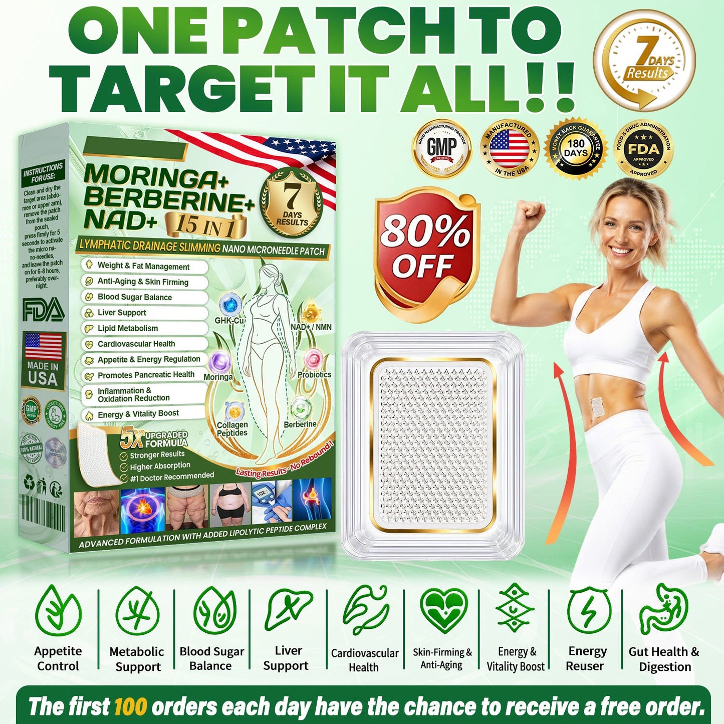 Moringa • Berberine × NAD+ 10-in-1 Advanced Nano Microneedle Patch — Once Daily, Visible Results in 7 Days-ZDJ