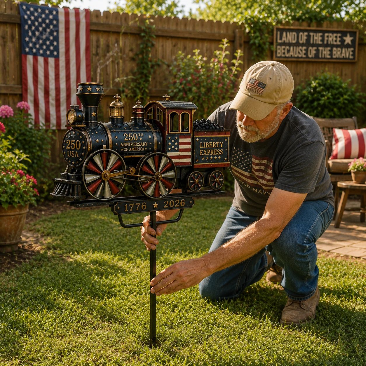 🔥Limited time 55% OFF🔥🚂USA 250 “Liberty Express” Train Garden Wind Spinner -✈️-CU