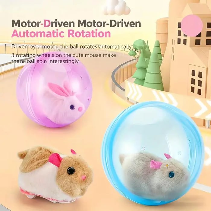 Auto-Rolling Ball with Mouse Hands-Free Play for Indoor Cats-ZDJ