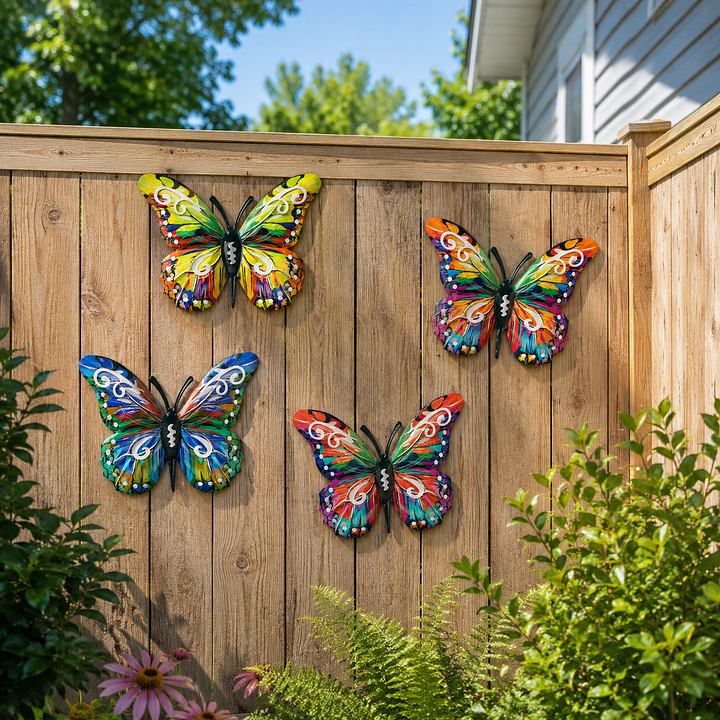 🦋Vibrant Metal Butterfly Wall Art – 4 Color Set-ZDJ