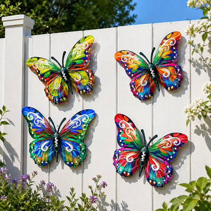 🦋Vibrant Metal Butterfly Wall Art – 4 Color Set-ZDJ