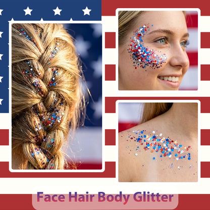 🦅4th of July Glitter Stick✨Red, White & Blue Body & Hair Sparkle.-ZDJ