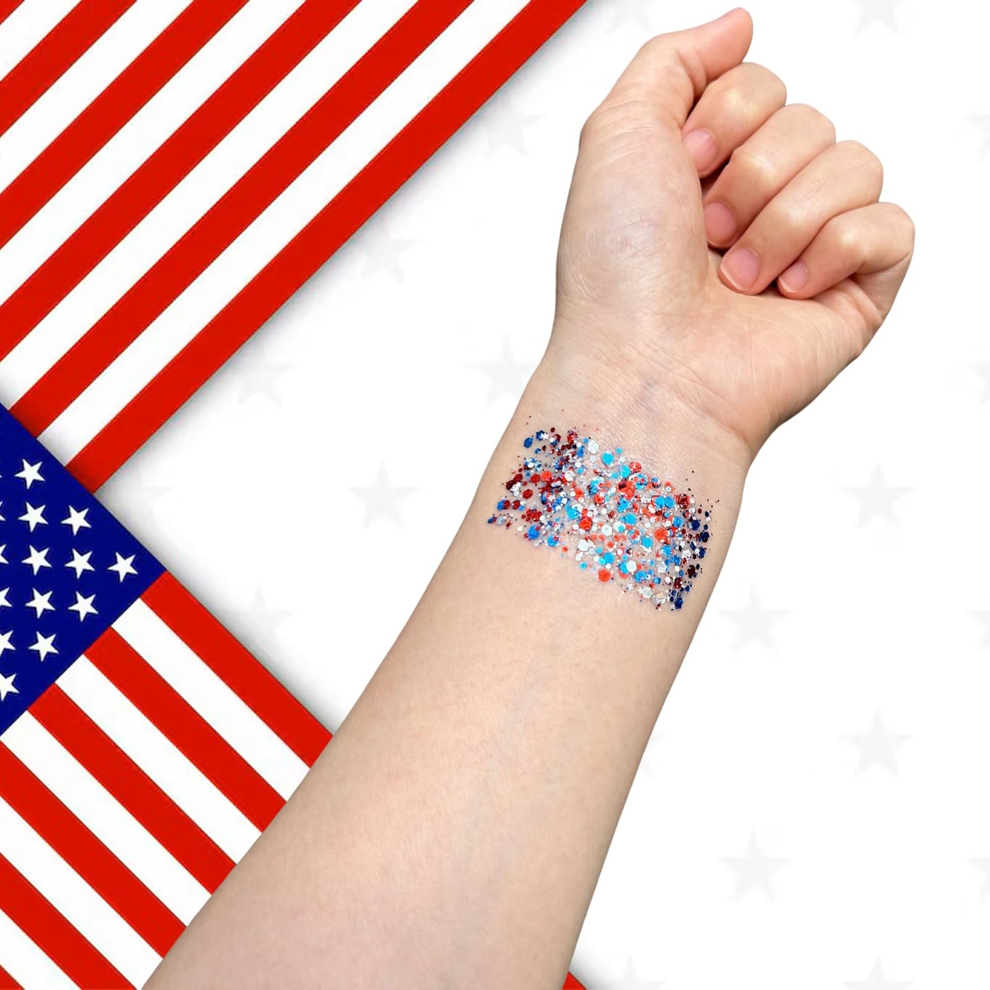 🦅4th of July Glitter Stick✨Red, White & Blue Body & Hair Sparkle.-ZDJ